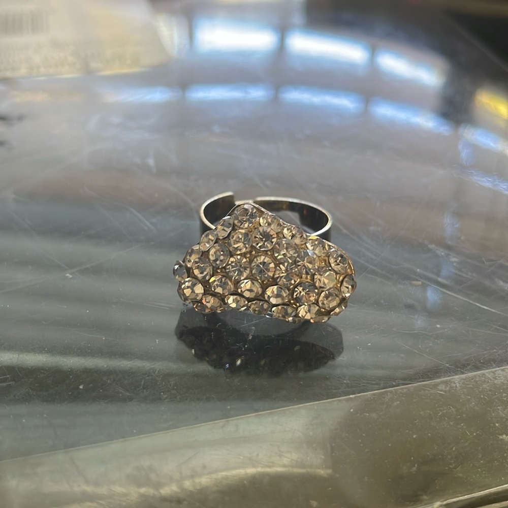 Vintage Rhinestone Cocktail Women Adjustable Ring